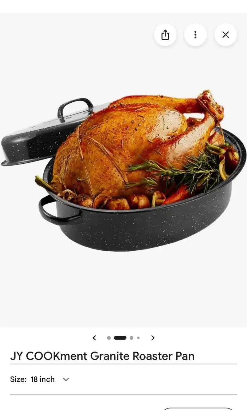 JY Cookment Granite Roasterware 18 Inch Roasting Pan Fit for 18lb Turkey